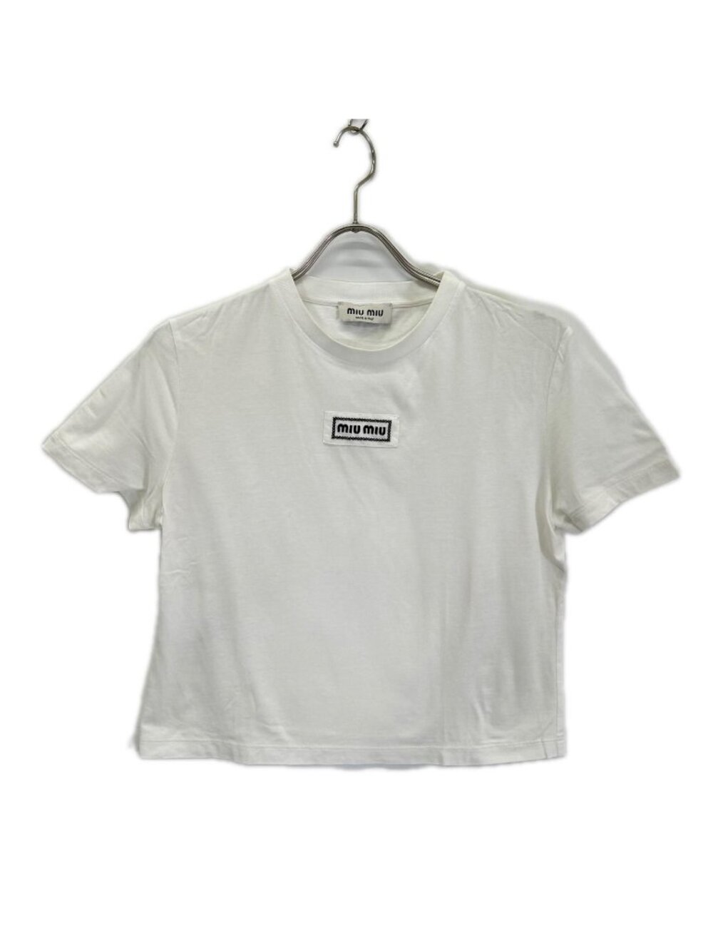 Miu Miu White Logo Cropped T-Shirt